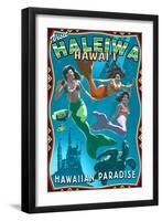 Haleiwa, Hawai'i - Mermaids-Lantern Press-Framed Art Print