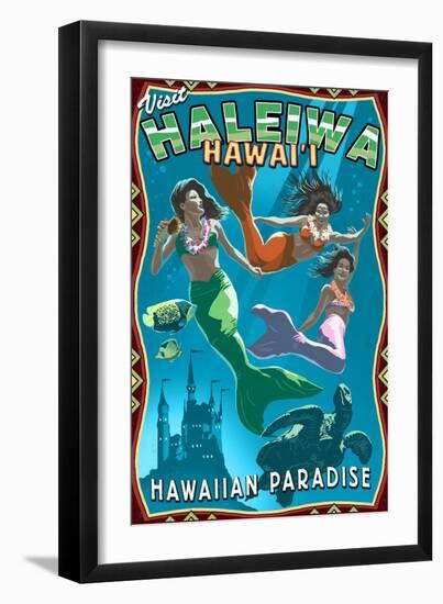 Haleiwa, Hawai'i - Mermaids-Lantern Press-Framed Art Print