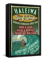 Haleiwa, Hawaii - Surf Shop Vintage Sign (Honolulu Version)-Lantern Press-Framed Stretched Canvas