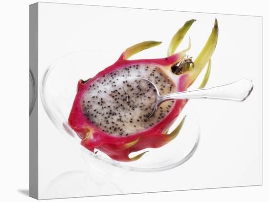 Half a Pitahaya in Glass Bowl with Teaspoon-Dieter Heinemann-Stretched Canvas