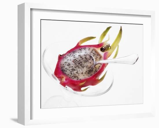 Half a Pitahaya in Glass Bowl with Teaspoon-Dieter Heinemann-Framed Photographic Print