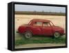 Half a Skoda on a Wall in a Car Salesyard Near Piestany, Slovakia, Europe-Strachan James-Framed Stretched Canvas