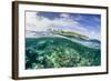 Half Above and Half Below on a Remote Small Islet in the Badas Island Group Off Borneo, Indonesia-Michael Nolan-Framed Photographic Print