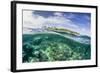 Half Above and Half Below on a Remote Small Islet in the Badas Island Group Off Borneo, Indonesia-Michael Nolan-Framed Photographic Print