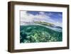 Half Above and Half Below on a Remote Small Islet in the Badas Island Group Off Borneo, Indonesia-Michael Nolan-Framed Photographic Print