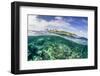 Half Above and Half Below on a Remote Small Islet in the Badas Island Group Off Borneo, Indonesia-Michael Nolan-Framed Photographic Print