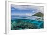 Half Above and Half Below View of Coral Reef at Pulau Setaih Island, Natuna Archipelago, Indonesia-Michael Nolan-Framed Photographic Print