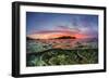 Half above and half below view of the Komodo Diving Resort at sunset, Sebayur Island, Indonesia-Michael Nolan-Framed Photographic Print