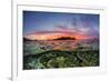 Half above and half below view of the Komodo Diving Resort at sunset, Sebayur Island, Indonesia-Michael Nolan-Framed Photographic Print