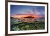 Half above and half below view of the Komodo Diving Resort at sunset, Sebayur Island, Indonesia-Michael Nolan-Framed Photographic Print