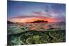 Half above and half below view of the Komodo Diving Resort at sunset, Sebayur Island, Indonesia-Michael Nolan-Mounted Photographic Print