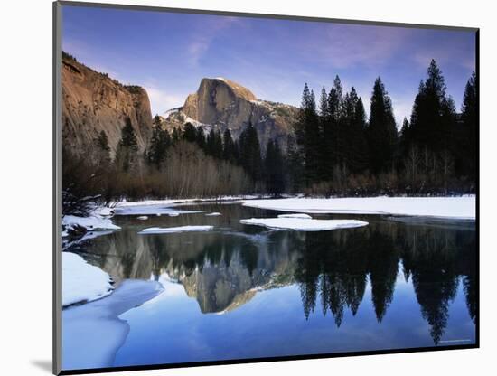 Half Dome Above River and Winter Snow, Yosemite National Park, California, USA-David Welling-Mounted Premium Photographic Print