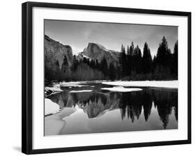 Half Dome Above River and Winter Snow, Yosemite National Park, California, USA-David Welling-Framed Photographic Print