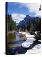 Half Dome and the Merced River in Winter-Gerald French-Stretched Canvas