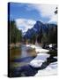 Half Dome and the Merced River in Winter-Gerald French-Stretched Canvas