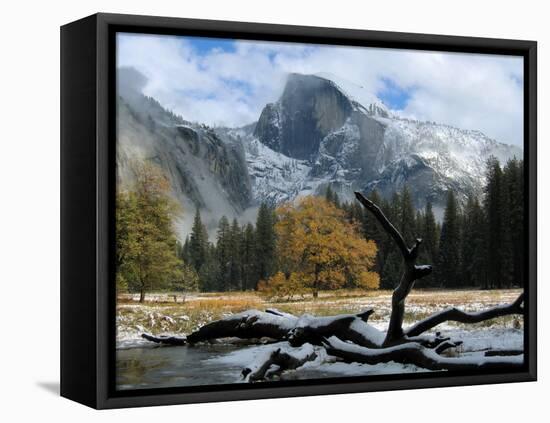 Half Dome is Seen with a Fresh Dusting of Snow in Yosemite National Park, California-null-Framed Stretched Canvas