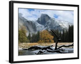 Half Dome is Seen with a Fresh Dusting of Snow in Yosemite National Park, California-null-Framed Premium Photographic Print