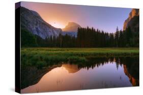 Half Dome Morning Light Beam and Reflection, Cooks Meadow, Yosemite Valley-Vincent James-Stretched Canvas