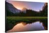 Half Dome Morning Light Beam and Reflection, Cooks Meadow, Yosemite Valley-Vincent James-Stretched Canvas