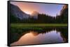 Half Dome Morning Light Beam and Reflection, Cooks Meadow, Yosemite Valley-Vincent James-Framed Stretched Canvas