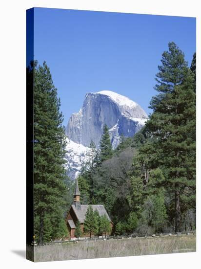 Half Dome Mountain Peak and Chapel, Unesco World Heritage Site, California-Roy Rainford-Stretched Canvas