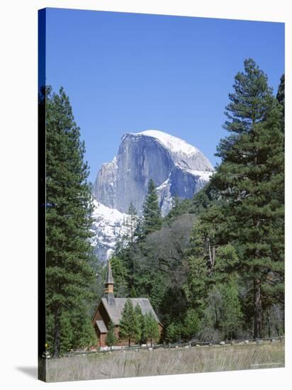 Half Dome Mountain Peak and Chapel, Unesco World Heritage Site, California-Roy Rainford-Stretched Canvas