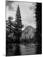 Half Dome Over Merced River-null-Mounted Photographic Print