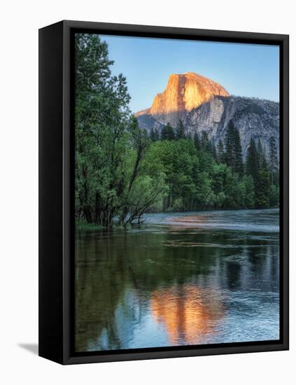 Half Dome Reflected in Merced River, Yosemite Valley, Yosemite National Park, California, USA-null-Framed Stretched Canvas