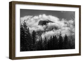 Half Dome Surrounded By Clouds And Framed By The Trees-Joe Azure-Framed Photographic Print