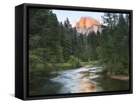 Half Dome with Sunset over Merced River, Yosemite, California, USA-Tom Norring-Framed Stretched Canvas