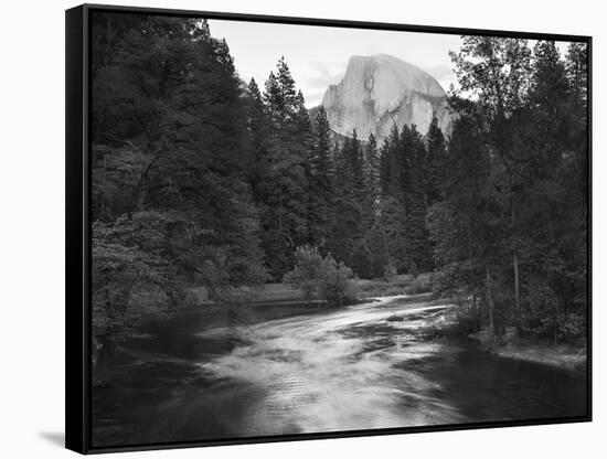Half Dome with Sunset over Merced River, Yosemite, California, USA-Tom Norring-Framed Stretched Canvas