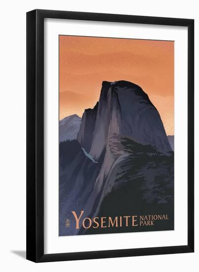 Half Dome - Yosemite National Park, California Lithography-Lantern Press-Framed Art Print