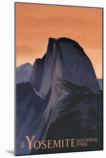 Half Dome - Yosemite National Park, California Lithography-Lantern Press-Mounted Art Print