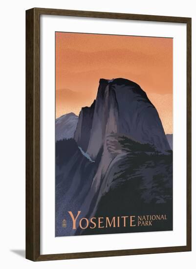 Half Dome - Yosemite National Park, California Lithography-Lantern Press-Framed Art Print