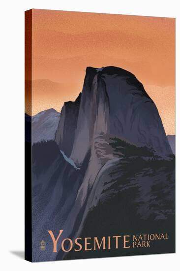 Half Dome - Yosemite National Park, California Lithography-Lantern Press-Stretched Canvas