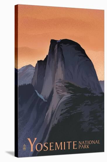 Half Dome - Yosemite National Park, California Lithography-Lantern Press-Stretched Canvas