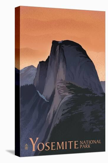 Half Dome - Yosemite National Park, California Lithography-Lantern Press-Stretched Canvas