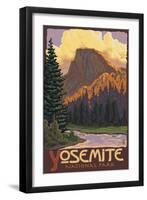 Half Dome, Yosemite National Park, California-Lantern Press-Framed Art Print