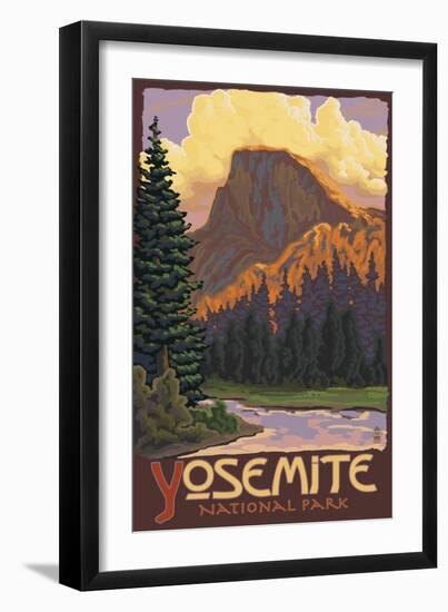 Half Dome, Yosemite National Park, California-Lantern Press-Framed Art Print