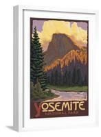 Half Dome, Yosemite National Park, California-Lantern Press-Framed Art Print