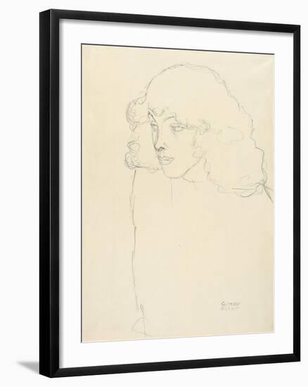 Half-Length Portrait of a Girl in Three-Quarter Profile, 1913-Gustav Klimt-Framed Premium Giclee Print