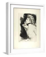 Half-Length Portrait of a Seated Woman, Smoking a Cigarette, Facing Left, C.1900-Paul Cesar Helleu-Framed Giclee Print