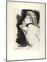 Half-Length Portrait of a Seated Woman, Smoking a Cigarette, Facing Left, C.1900-Paul Cesar Helleu-Mounted Giclee Print