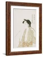 Half Length Portrait of a Woman Smoking, Holding a Pipe and Exhaling a Cloud of Smoke, C.1792-Kitagawa Utamaro-Framed Giclee Print