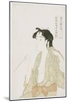 Half Length Portrait of a Woman Smoking, Holding a Pipe and Exhaling a Cloud of Smoke, C.1792-Kitagawa Utamaro-Mounted Giclee Print