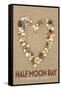 Half Moon Bay, California Is Where My Heart Is - Stone Heart on Sand-Lantern Press-Framed Stretched Canvas