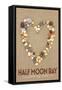 Half Moon Bay, California Is Where My Heart Is - Stone Heart on Sand-Lantern Press-Framed Stretched Canvas