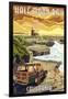 Half Moon Bay, California - Woody and Lighthouse-Lantern Press-Framed Art Print