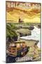Half Moon Bay, California - Woody and Lighthouse-Lantern Press-Mounted Art Print