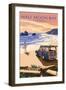 Half Moon Bay, California - Woody on the Beach-Lantern Press-Framed Art Print